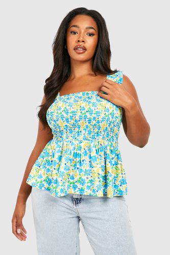 Womens Plus Ruffle Shoulder Shirred Smock Cami Top - - 18 - boohoo - Modalova