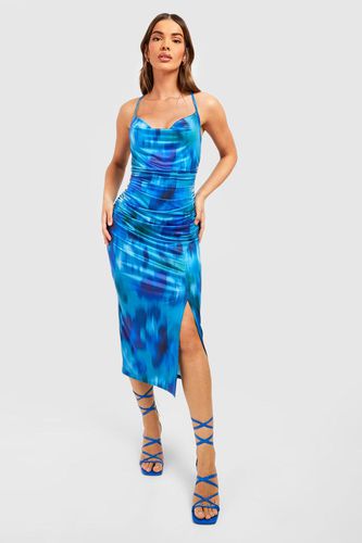 Womens Abstract Printed Slinky Midi Slip Dress - - 10 - boohoo - Modalova