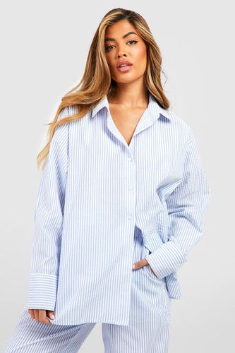 Womens Cotton Pinstripe Oversized Pyjama Shirt - - 12 - boohoo - Modalova
