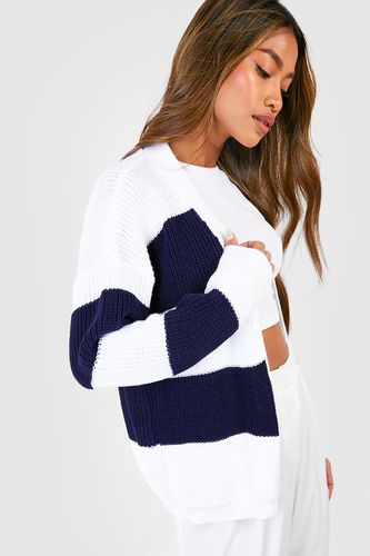 Womens Chunky Stripe Edge To Edge Cardigan - - XL - boohoo - Modalova