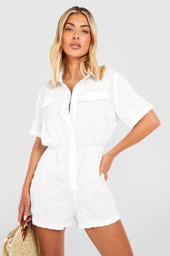 Womens Crinkle Pocket Detail Beach Playsuit - - L - boohoo - Modalova