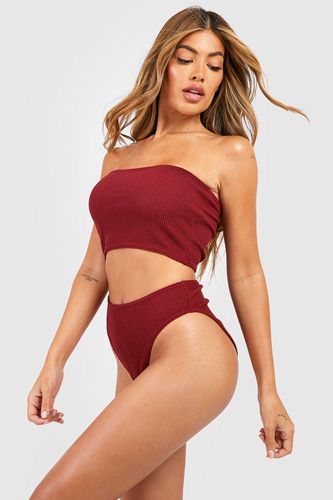 Womens Crinkle Fuller Bust Bandeau Bikini Top - - 10 - boohoo - Modalova