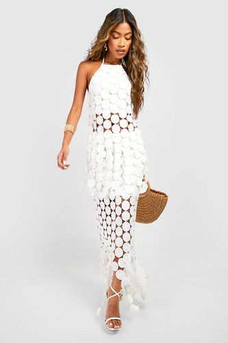 Womens Disk Crochet Asymmetric Hem Maxi Skirt - - 10 - boohoo - Modalova