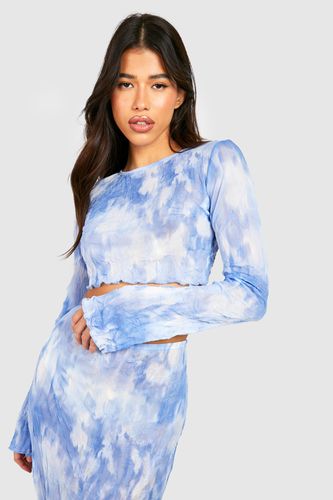 Womens Tall Marble Mesh Longsleeve Crop Top - - 10 - boohoo - Modalova