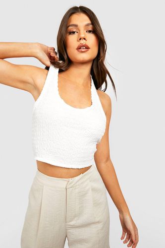 Womens Textured Halterneck Scoop Top - - 10 - boohoo - Modalova