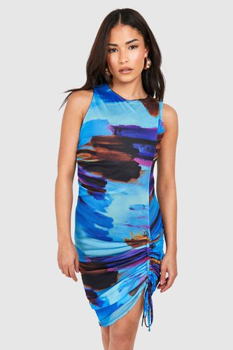 Womens petite Ruched Hem Abstract Bodycon Dress - - 14 - boohoo - Modalova