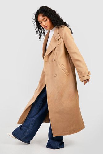 Womens Collar Detail Double Breasted Wool Maxi Coat - - 10 - boohoo - Modalova