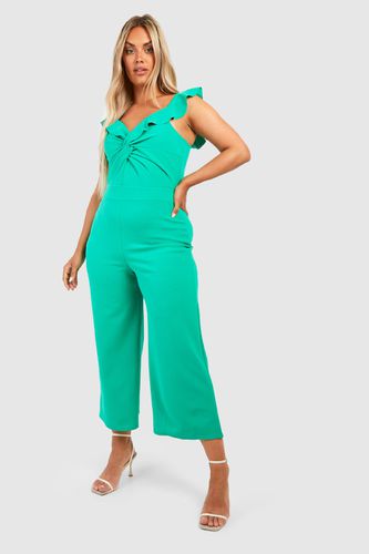 Womens Plus Twist Front Ruffle Strap Culotte Jumpsuit - - 22 - boohoo - Modalova