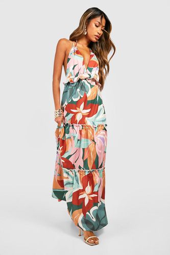 Womens Tropical Print Tiered Maxi Dress - - 12 - boohoo - Modalova