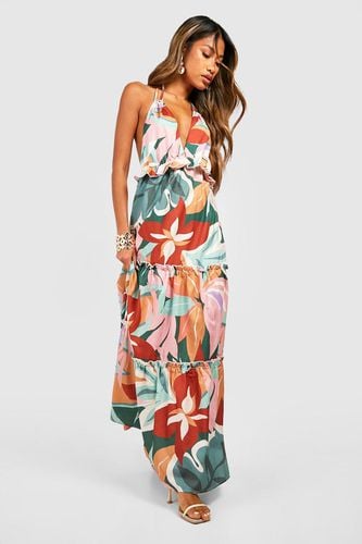 Womens Tropical Print Tiered Maxi Dress - - 14 - boohoo - Modalova