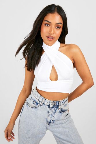 Womens Petite Textured Cross Front Crop Top - - 12 - boohoo - Modalova