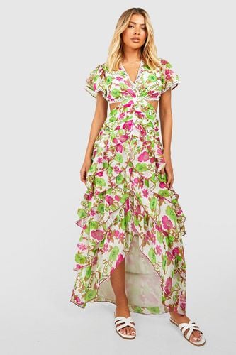 Womens Floral Print Cut Out Midi Dress - - 8 - boohoo - Modalova