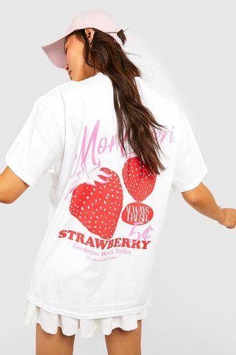 Womens Strawberry Graphic Back Print Oversized T-shirt - - M - boohoo - Modalova