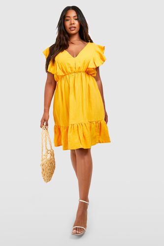 Womens Plus Cheesecloth Ruffle Sun Dress - - 16 - boohoo - Modalova