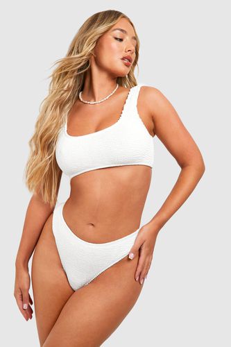 Womens Premium Crinkle High Leg Bikini Brief - - 12 - boohoo - Modalova