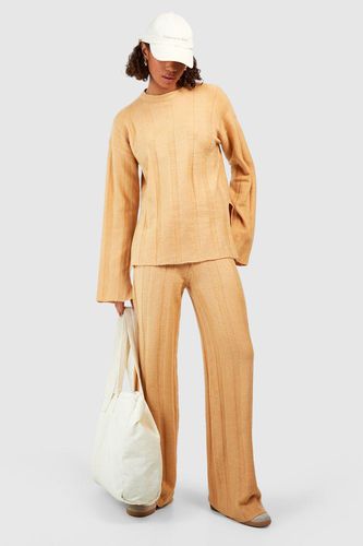 Womens Tall Soft Knit Wide Rib Jumper And Flares Knitted Co-ord - - S - boohoo - Modalova