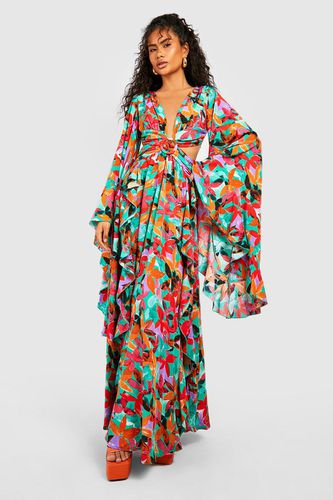 Womens Floral Chiffon Print Cut Out Maxi Dress - - 10 - boohoo - Modalova