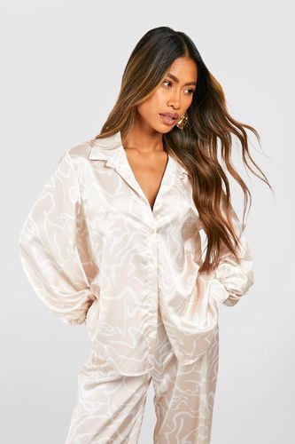 Womens Abstract Print Relaxed Fit Shirt - - 14 - boohoo - Modalova