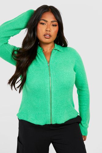 Womens Plus Collared Soft Knit Zip Cardigan - - 18 - boohoo - Modalova
