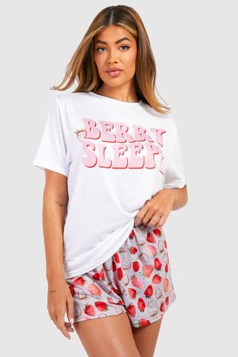 Womens Berry Sleepy Jersey Pyjama Short Set - - 12 - boohoo - Modalova