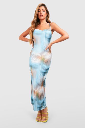Womens Abstract Plisse Midaxi Dress - - 10 - boohoo - Modalova