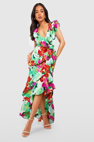Womens Petite Floral Wrap Ruffle Maxi Dress - - 6 - boohoo - Modalova