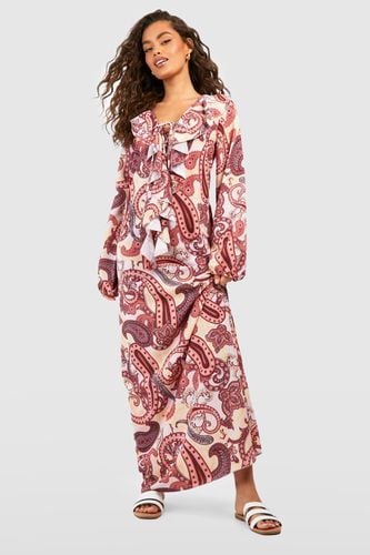 Womens Printed Ruffle Maxi Dress - - 10 - boohoo - Modalova
