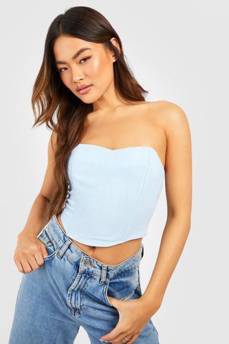 Womens Linen Corset Top - Blue - 12 - boohoo - Modalova