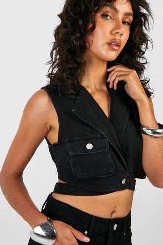 Womens Wrap Detail Waistcoat Style Crop Top - - 12 - boohoo - Modalova