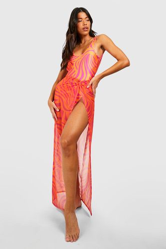 Womens Tall Abstract Zebra Print Knot Detail Maxi Sarong - - 8 - boohoo - Modalova