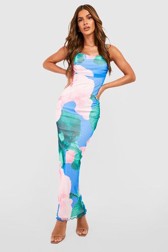 Womens Abstract Floral Print Mesh Maxi Slip Dress - - 14 - boohoo - Modalova