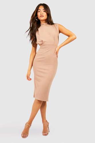 Womens Crepe Sleeveless Pleat Detail Midi Dress - - 10 - boohoo - Modalova