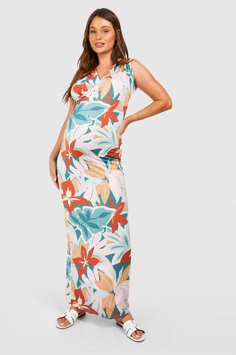 Womens Maternity Floral Wrap Front Maxi Dress - - 8 - boohoo - Modalova