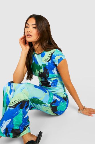 Womens Abstract Cape Sleeve Maxi Dress - - 12 - boohoo - Modalova