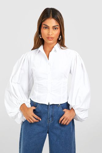 Womens Blouson Sleeve Poplin Shirt - - 12 - boohoo - Modalova