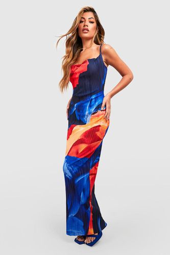 Womens Cowl Neck Abstract Plisse Maxi Dress - - 8 - boohoo - Modalova