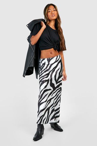 Womens Zebra Print Satin Midaxi Skirt - - 6 - boohoo - Modalova