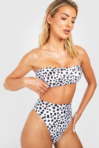 Womens Dalmatian High Waisted Bikini Brief - - 10 - boohoo - Modalova