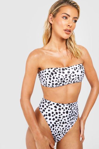 Womens Dalmatian Bandeau Bikini Top - - 12 - boohoo - Modalova