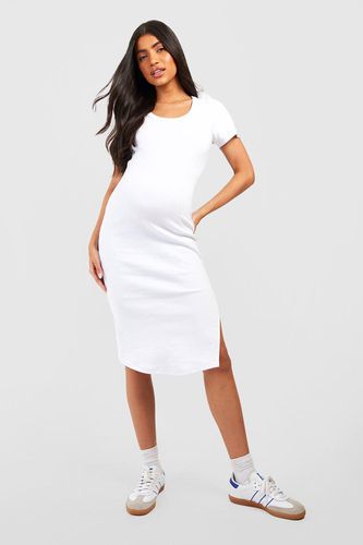 Womens Maternity Premium Rib T-shirt Split Midi Dress - - 16 - boohoo - Modalova