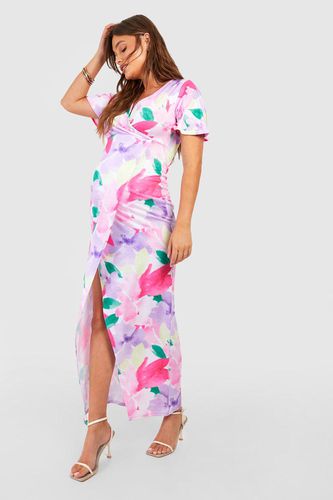 Womens Maternity Floral Wrap Front Maxi Dress - - 10 - boohoo - Modalova