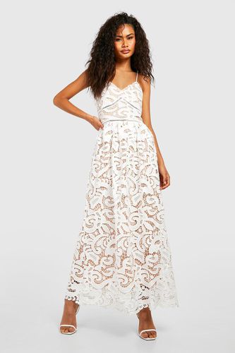 Womens Tall Premium Corded Lace Strappy Midaxi Skater Dress - - 10 - boohoo - Modalova