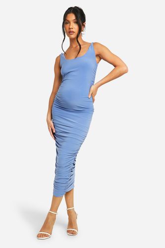 Womens Maternity Twist Strap Ruched Midi Dress - - 12 - boohoo - Modalova