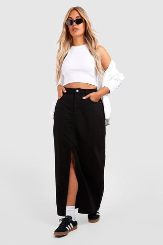 Womens Plus Basic Split Front Denim Maxi Skirt - - 16 - boohoo - Modalova