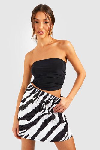 Womens Zebra Plisse Mini Skirt - - 10 - boohoo - Modalova