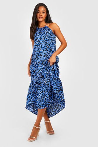 Womens Leopard Halterneck Tiered Maxi Dress - - 10 - boohoo - Modalova