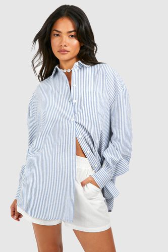 Womens Striped Cotton Shirt - - 10 - boohoo - Modalova