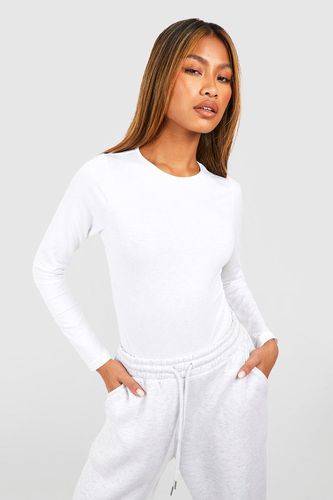 Womens Basic Cotton Long Sleeve Crew Neck Bodysuit - - 10 - boohoo - Modalova