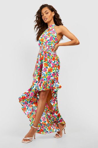 Womens Shirred Floral Maxi Dress - - 8 - boohoo - Modalova