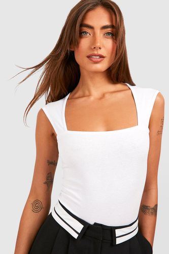 Womens Cap Sleeve Cotton Bodysuit - - 12 - boohoo - Modalova